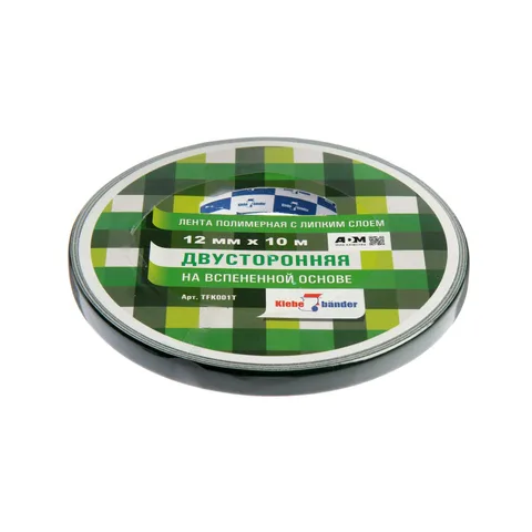 Лента двухсторонняя (скотч) на вспененной основе 12 мм х 10 м Klebebander (12шт)