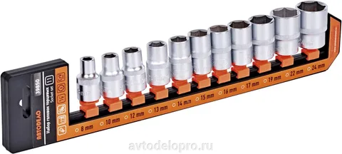 Набор головок 11пр (DR1/2"; 6РТ; 8-24мм; холдер) АвтоДело
