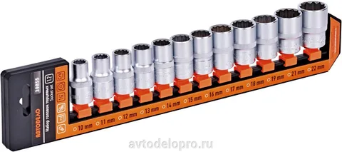 Набор головок 12пр (DR1/2"; 12РТ; 10-22мм; холдер) АвтоДело