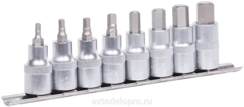 Набор головок вставка НЕХ 4-14мм (DR1/2; 8пр; планка) АвтоДело