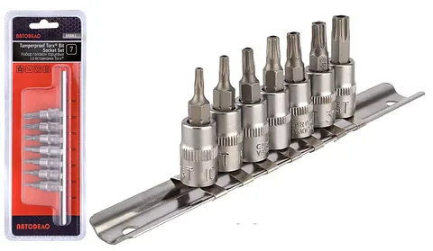 Набор головок вставка TORX 5лучей 7пр  1/4" ТS10-TS40 АвтоДело