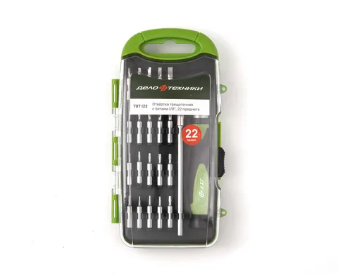Отвертка трещоточная для точных работ сбитами 1/8", 22 предм. "ДТ"