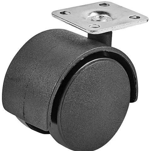 Колесо мебельное поворотное на площадке SIZE:2"(50мм) черный пластик, нагрузка 40кг. 6005050