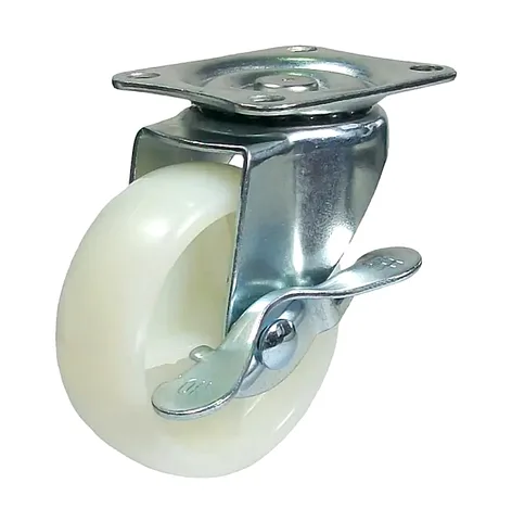 Колесо нейлоновое поворотное с тормозом SIZE:2"(50мм) Нагрузка 35 кг. 1123050