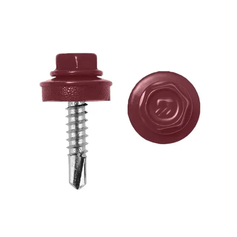 Саморез кровельный 5,5x19 RAL 3005 винно-красный, по металлу (250шт.) (12 уп.)