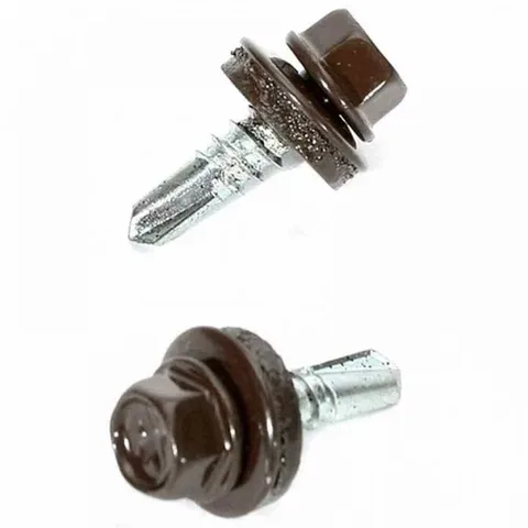 Саморез кровельный 5,5x19 RAL 8017 шоколадно-коричневый, по металлу (250шт.) (12 уп.)