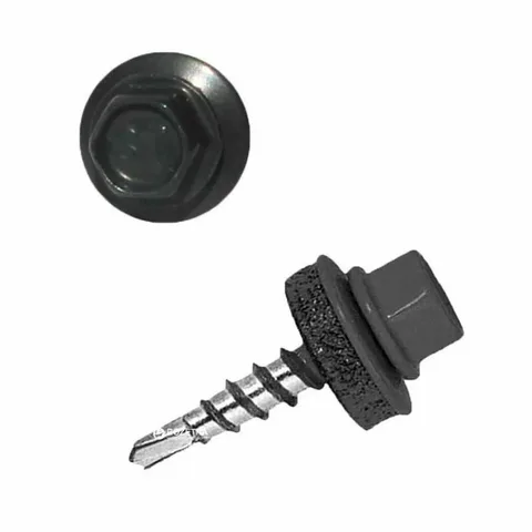 Саморез кровельный 5,5x19 RAL 7024 серый графит, по металлу (250шт.)
