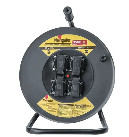Удлинитель NPE-RM-04-50-E-IP44-3x2.5 катушка 4 гн. c/з КГ 50м Navigator